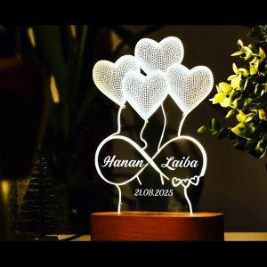 Personalized 3D LED Illusion Lamp – Custom Names & Date